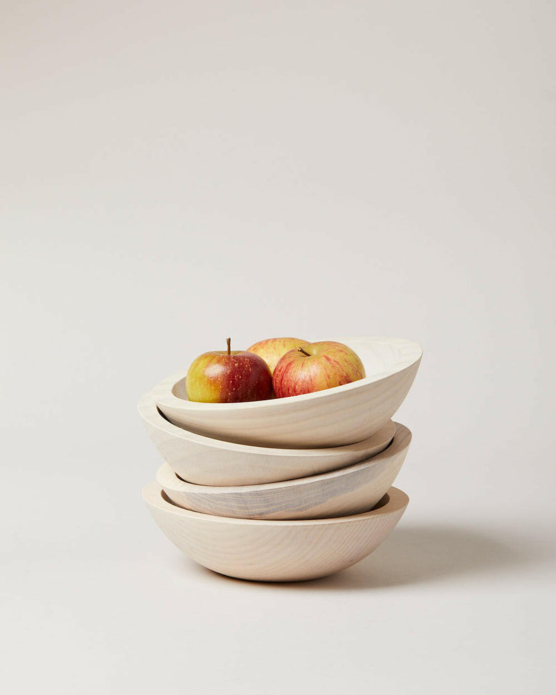 Farmhouse Pottery | Crafted Wooden Bowls - 17 - Natural, showcasing a nested design for efficient storage, ideal for serving or decorating in a farm-to-table style kitchen.