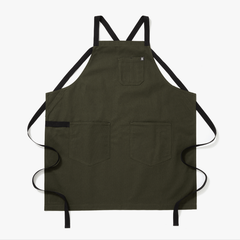 Hedley & Bennett | All Day Crossback Aprons - Olive Green with Black Straps