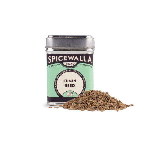 Spicewalla | Cumin Seed tin with cumin seeds displayed, ideal for enhancing dishes with earthy, peppery flavor; a specialty offering from Athens Cooks.