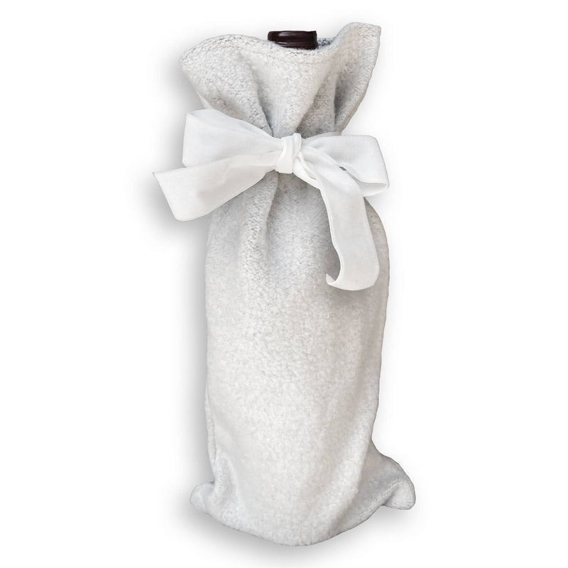 Custom wine bag with a white bow, perfect for personalizing with your design. Ideal for gifting, crafted by French Graffiti.