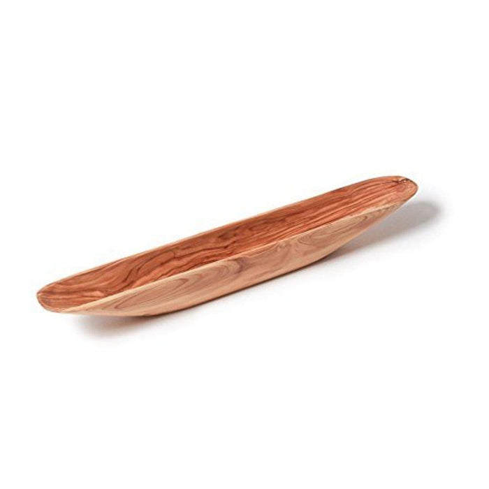 BERARD Olive Boat 13.5/34.4cm in Olivewood, ideal for serving olives, displayed on a white background, showcasing its elegant, handcrafted kitchenware design.