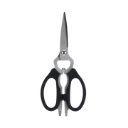 Messermeister | Black Take-Apart Kitchen Scissors, 8, featuring micro-serrated blades, ergonomic handles, and multi-tool functions like a nutcracker and bottle opener.