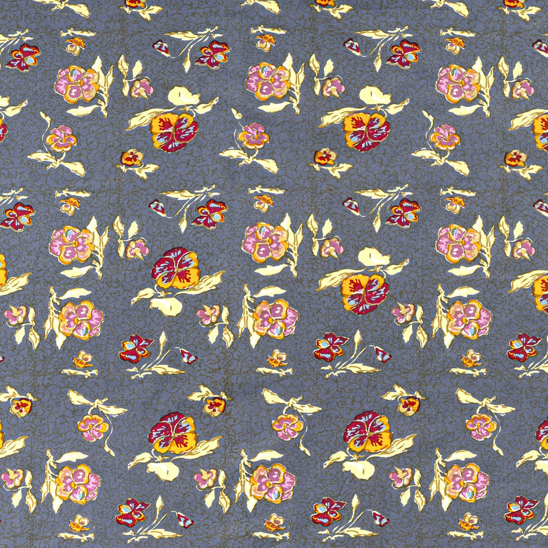 Caravan Home Pansy Red & Grey Tablecloth featuring intricate floral patterns, handprinted on French linen, ideal for elegant table settings.