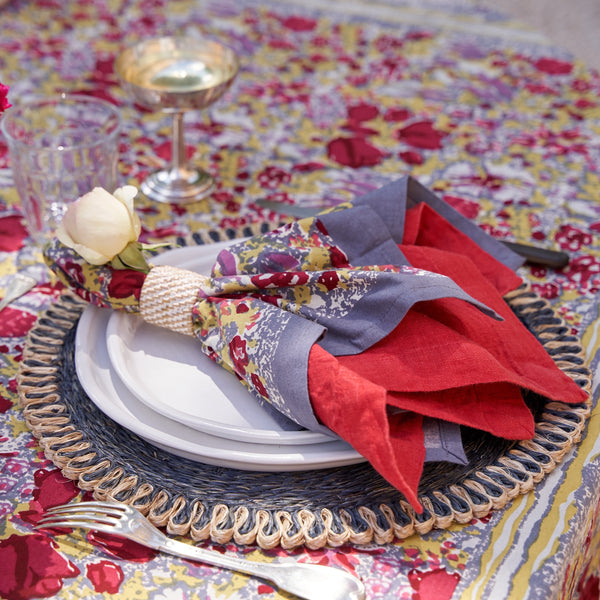 Couleur Nature | Jardin Napkins, Red & Grey, Set of 6