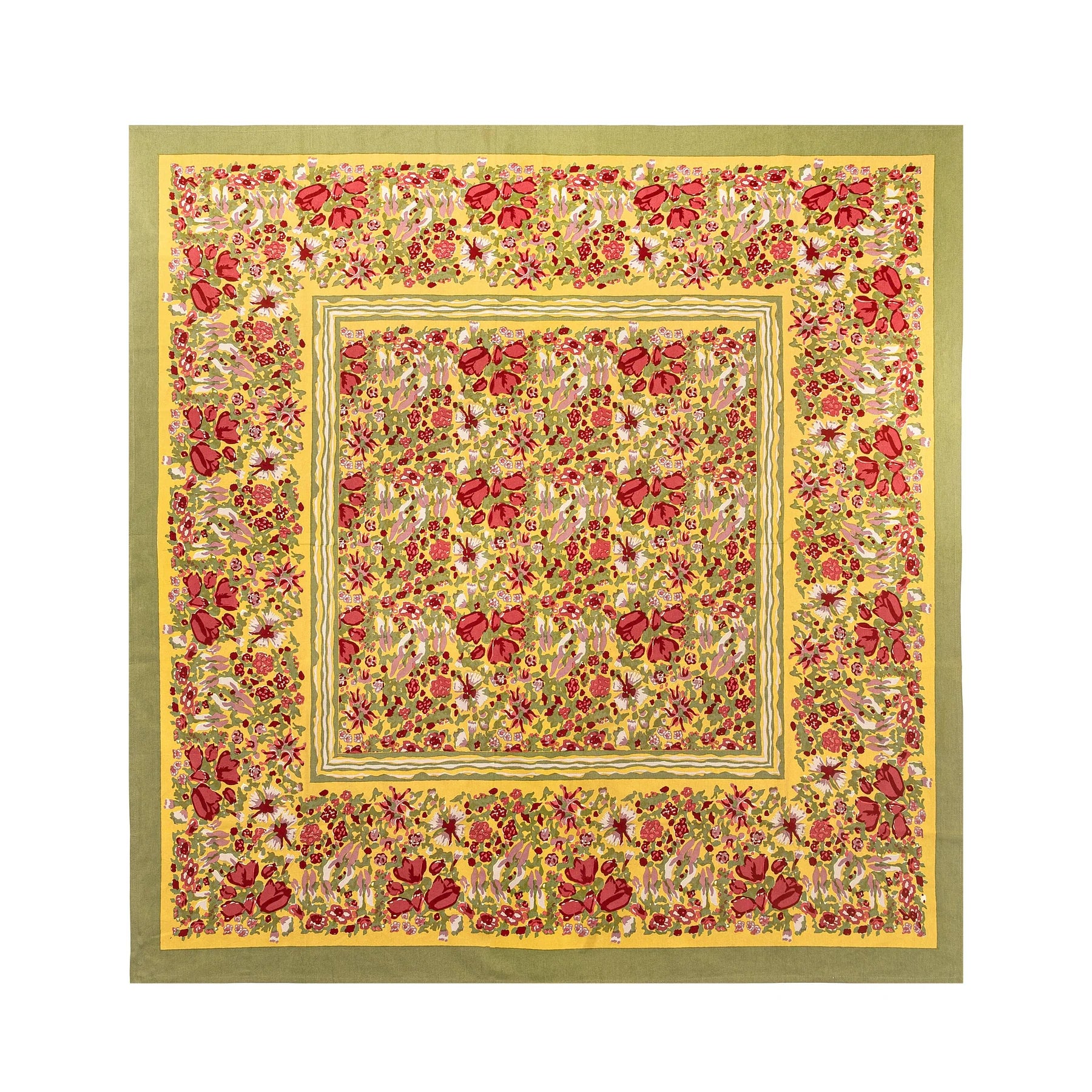 Couleur Nature Jardin Red & Green Tablecloth 71" x 106"