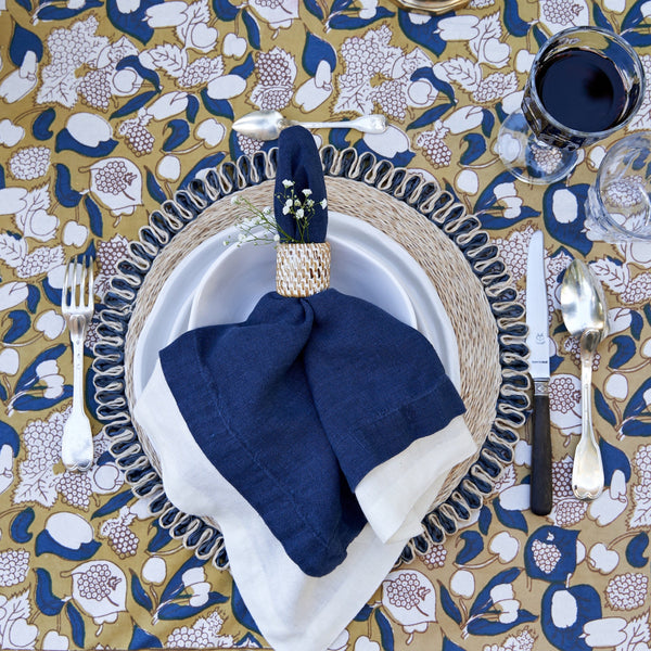 Couleur Nature | Forest Harvest French Tablecloths, Mustard & Blue
