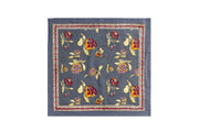 Caravan Home 19 x 19 Pansy Red & Grey Napkins Set of 6, featuring intricate floral motifs and stripes, hand-printed on fine French linen.