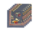 Caravan Home 19 x 19 Pansy Red & Grey Napkins Set of 6, featuring hand-printed floral designs, adding elegance to any dining experience.
