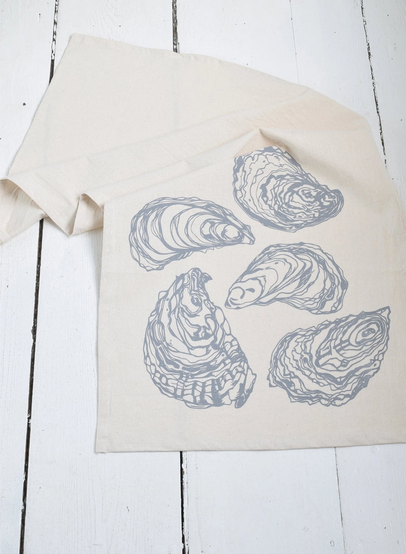 Hearth and Harrow | Oyster Tea Towel in Grey - Organic Cotton - Sea Shell Print