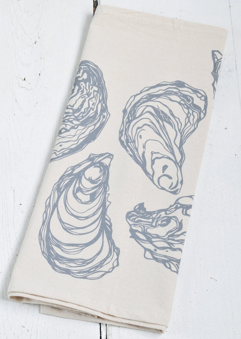 Hearth and Harrow | Oyster Tea Towel in Grey - Organic Cotton - Sea Shell Print