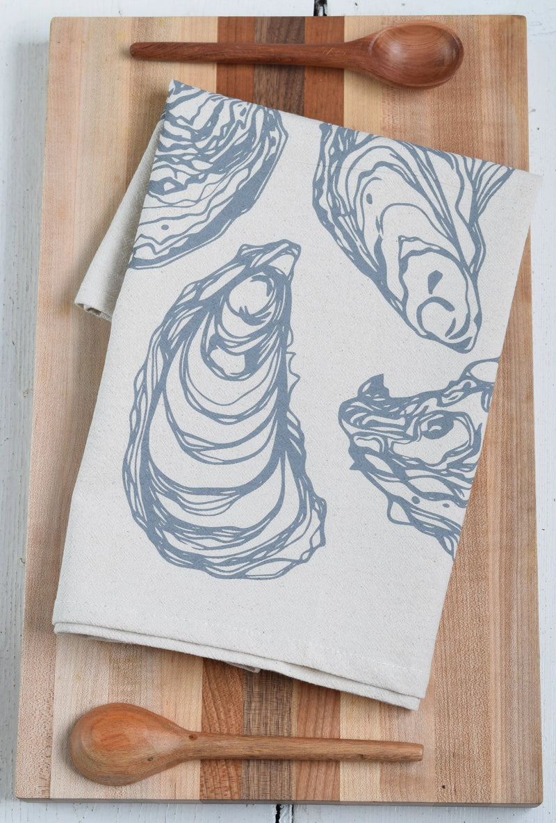 Hearth and Harrow | Oyster Tea Towel in Grey - Organic Cotton - Sea Shell Print