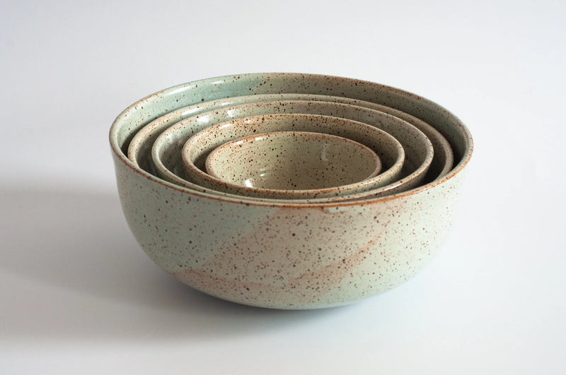RachaelPots | Nesting Bowls Set Of Five, Nude/Light Blue