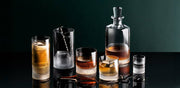 Richard Brendon | Diamond Double Old Fashioned Tumbler, ideal for whisky enthusiasts, showcased with a bottle and glasses, perfect for barware collections.