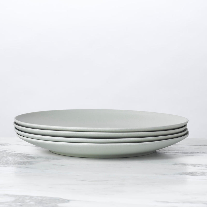 Fable New York | Bamboo Plates & Dinnerware - Dinner Plate (Set of 4) - Glass Slipper shown stacked on a marble surface, illustrating eco-friendly, durable design.