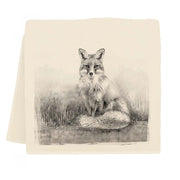 Eric and Christopher | American Woodlands Collective Tea Towel - Fox, showcasing a charming fox design, crafted from 100% pre-shrunk flour sack cotton, perfect for kitchen use.