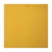Caravan Home | 21 x 21 Dijon Everyday Napkins Set of 4, showcasing oversized, hand-dyed yellow linen with mitered corners, perfect for sophisticated dining.