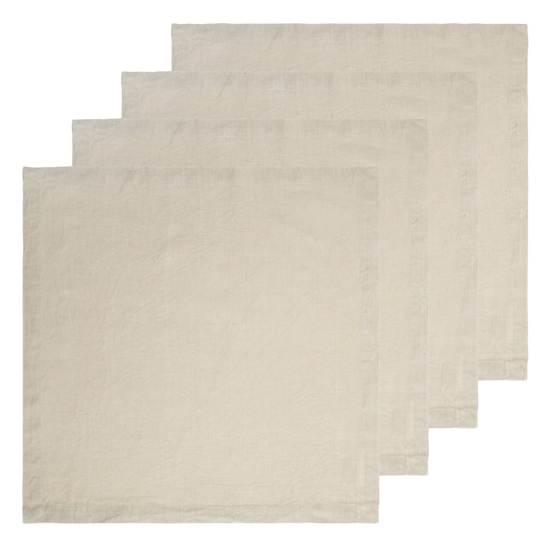 Caravan Home | 21 x 21 Stone Everyday Napkins Set of 4, showcasing oversized, pre-washed linen napkins with mitered corners, ideal for enhancing dining elegance.