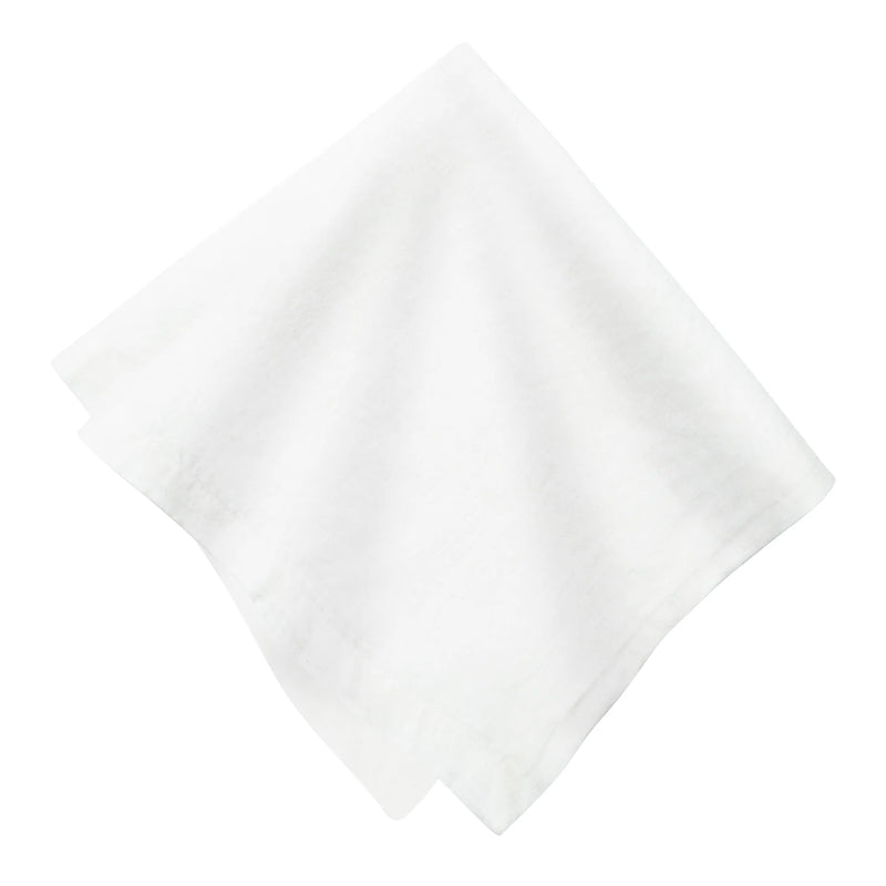 Caravan Home 21 x 21 White Everyday Napkins Set of 4, showcasing refined craftsmanship with mitered corners, ideal for adding sophistication to any dining setting.
