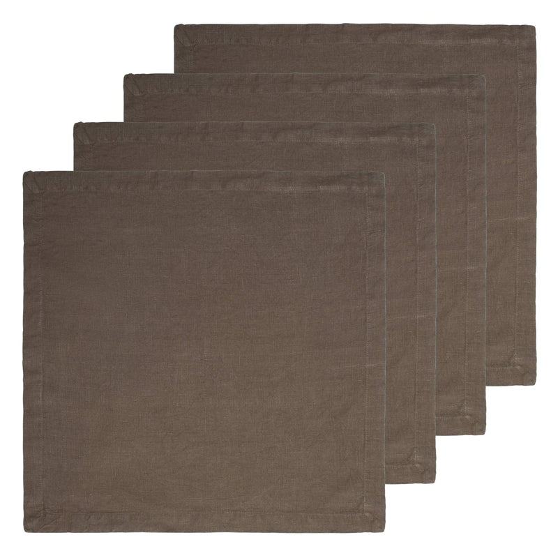 Caravan Home | 21 x 21 Walnut Everyday Napkins Set of 4, featuring oversized, hand-dyed linen with mitered corners, offering refined casual luxury for dining.