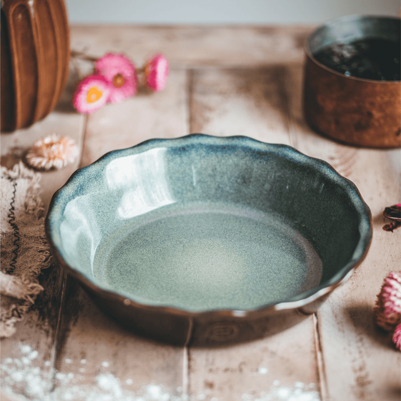 Emile Henry | 175th Anniversary Pie Dish, Blue/Sable, 10.2" x 2.2"