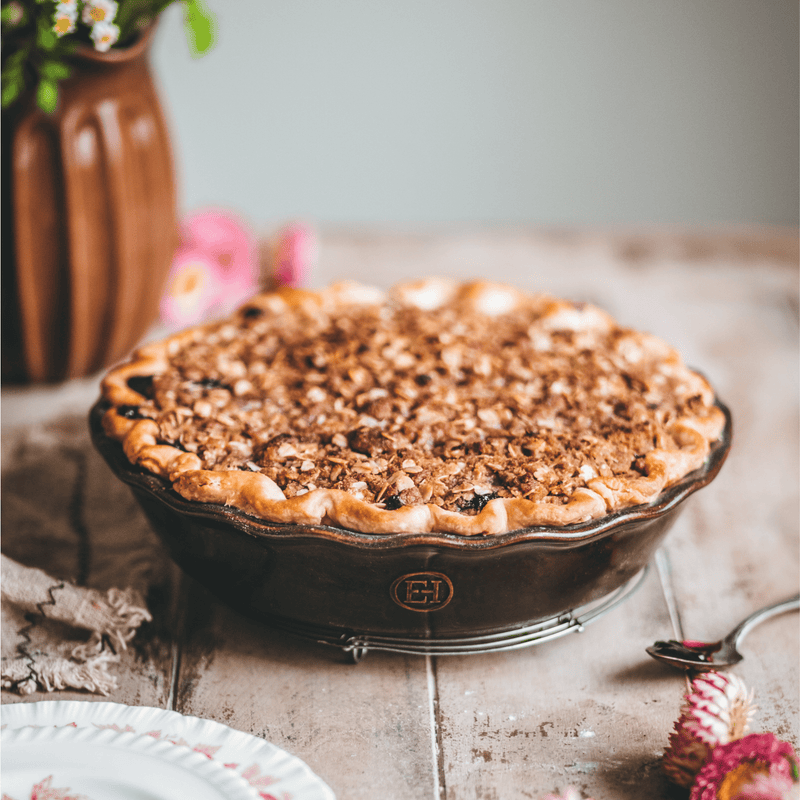 Emile Henry | 175th Anniversary Pie Dish, Blue/Sable, 10.2" x 2.2"