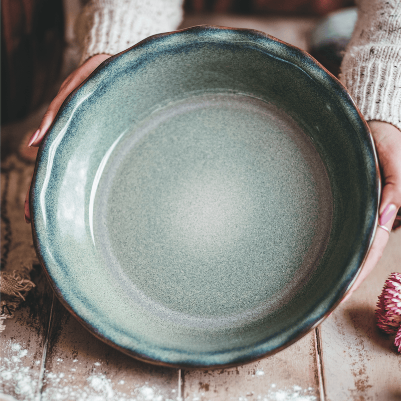 Emile Henry | 175th Anniversary Pie Dish, Blue/Sable, 10.2" x 2.2"