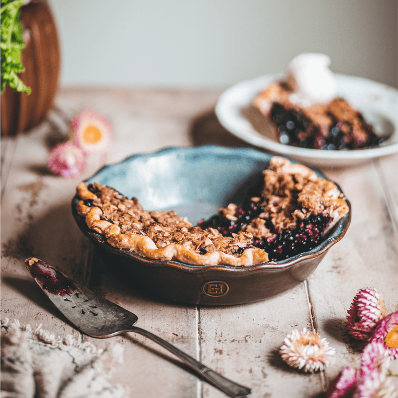 Emile Henry | 175th Anniversary Pie Dish, Blue/Sable, 10.2" x 2.2"