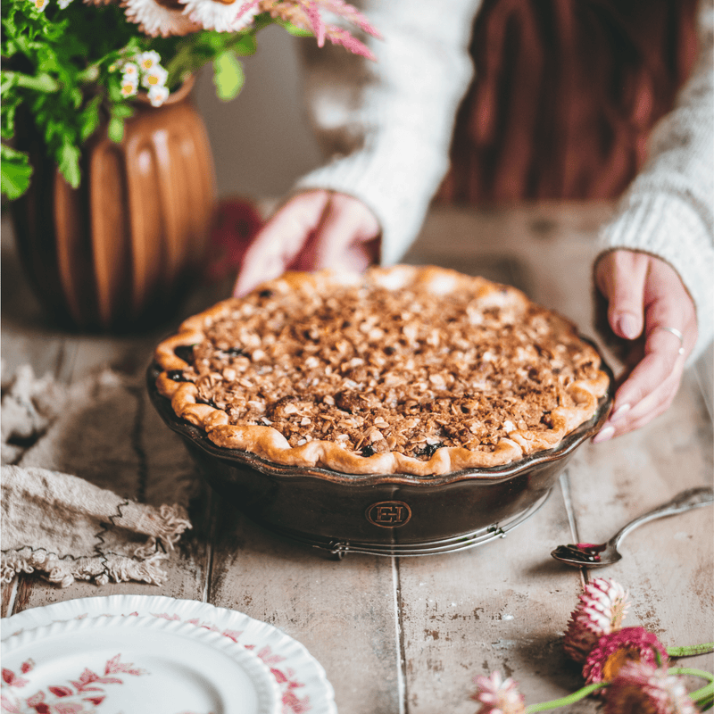 Emile Henry | 175th Anniversary Pie Dish, Blue/Sable, 10.2" x 2.2"