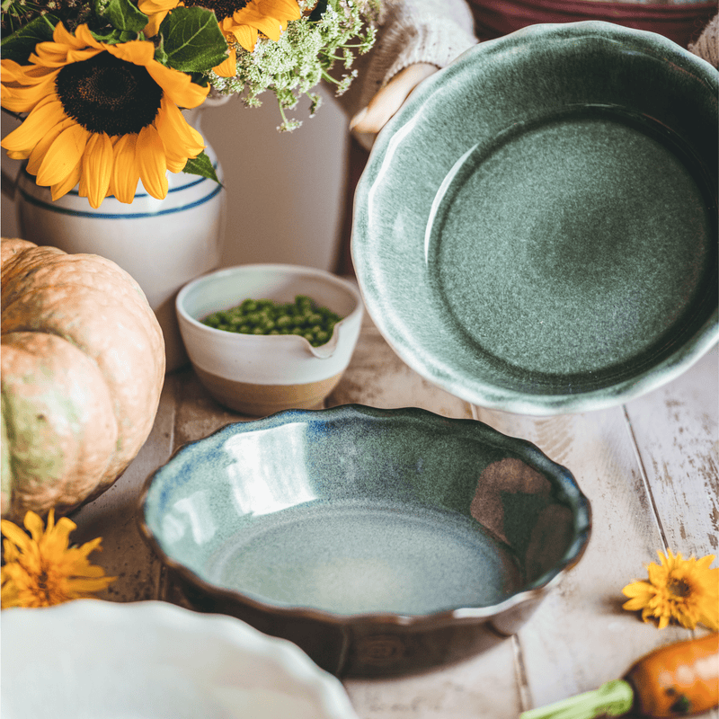Emile Henry | 175th Anniversary Pie Dish, Blue/Sable, 10.2" x 2.2"