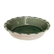 Emile Henry | 175th Anniversary Pie Dish, Green/Ivory: A scalloped-edge ceramic dish celebrating French craftsmanship, perfect for baking with timeless style and durability.