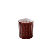 Sir|Madam | Empire Rocks Java Glasses, Set of 2, featuring a deep reddish-brown, cut-glass tumbler design inspired by 1920s skyscraper aesthetics.