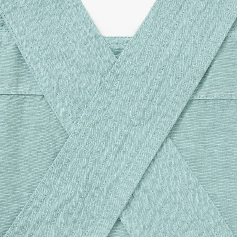 Hedley & Bennett Smock Apron, Eggshell Blue — fabric and fit detail