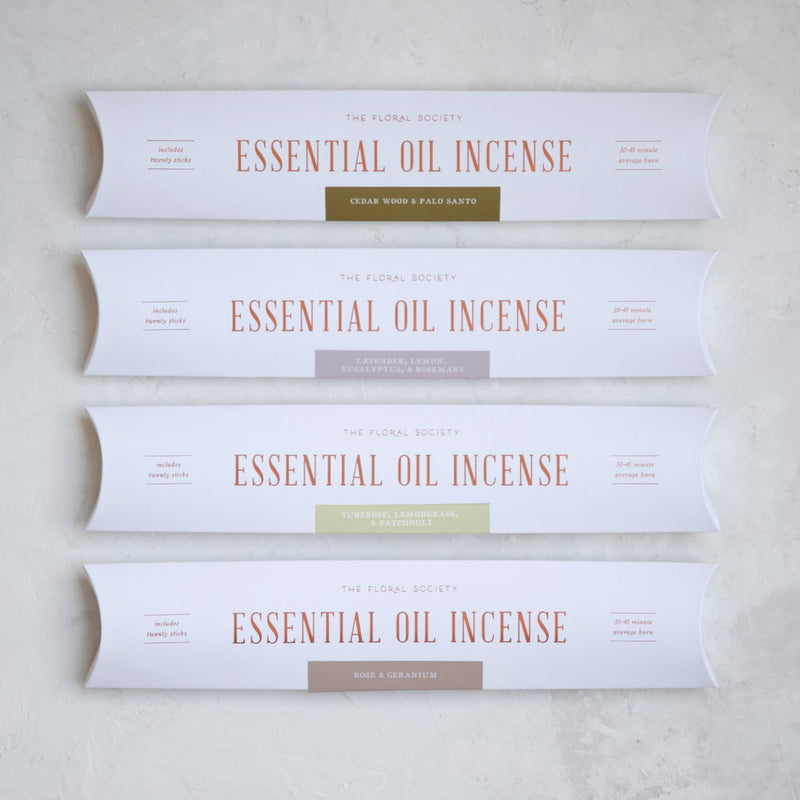 The Floral Society | Essential Oil Incense, Lavender, Lemon Eucalyptus, Rosemary