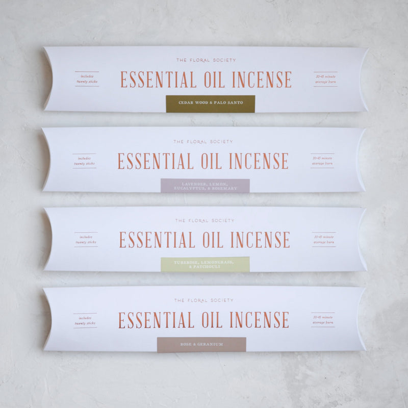 The Floral Society | Essential Oil Incense, Tuberose Lemongrass & Patchouli