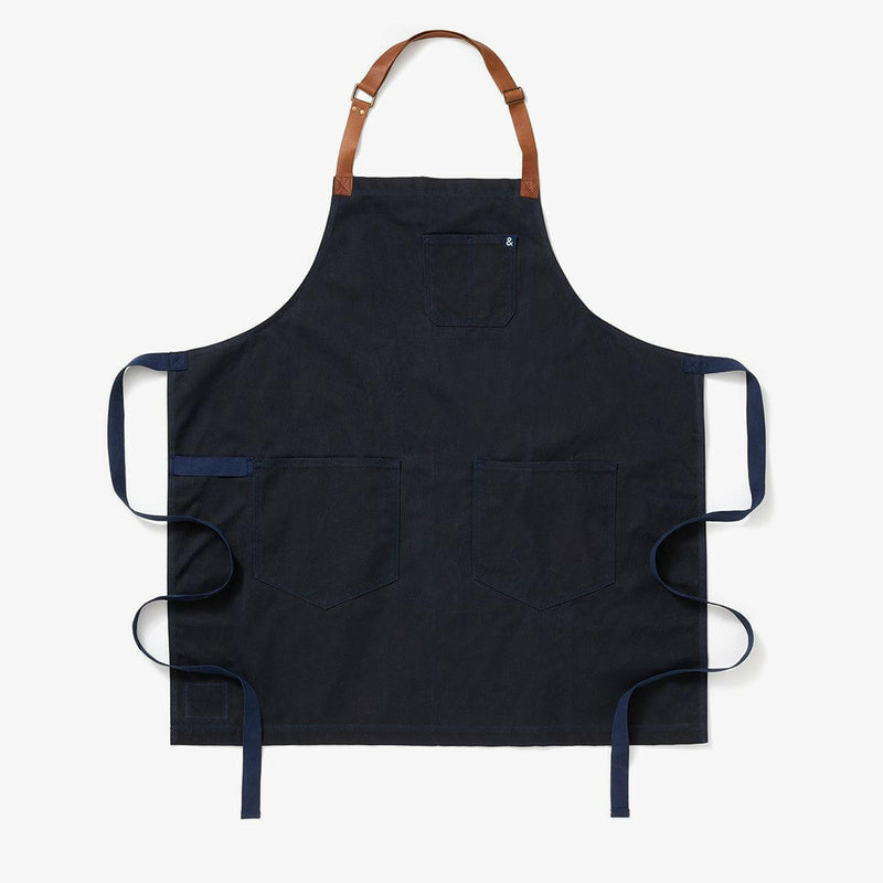 Hedley & Bennett | Essential Waxed Canvas Aprons - Atlantic, featuring durable waxed canvas, adjustable leather neck strap, and utility loop, perfect for demanding kitchen and DIY tasks.