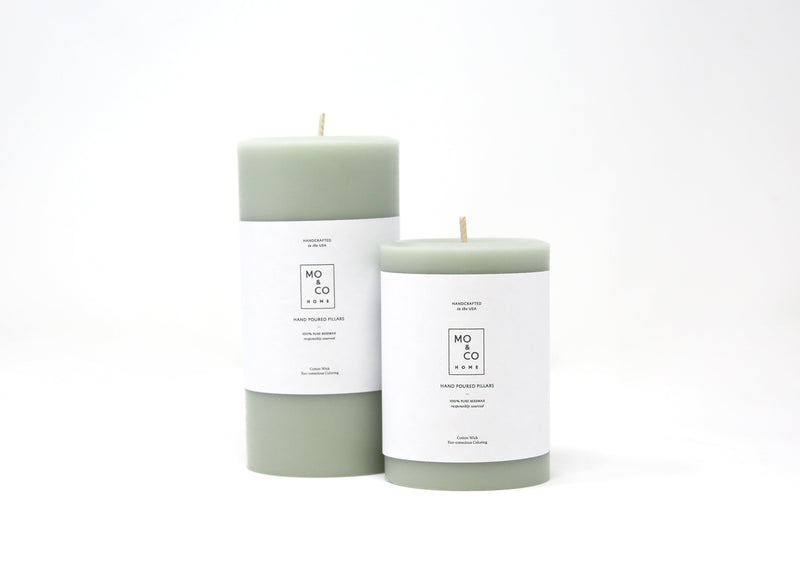 Mo&Co Home | Beeswax Pillar Candles | Eucalyptus: 3x4 Inch