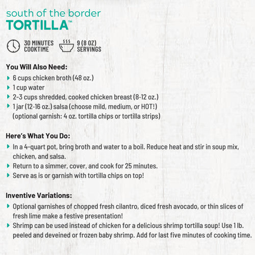 Anderson House | Frontier Soups, South of the Border Tortilla Soup