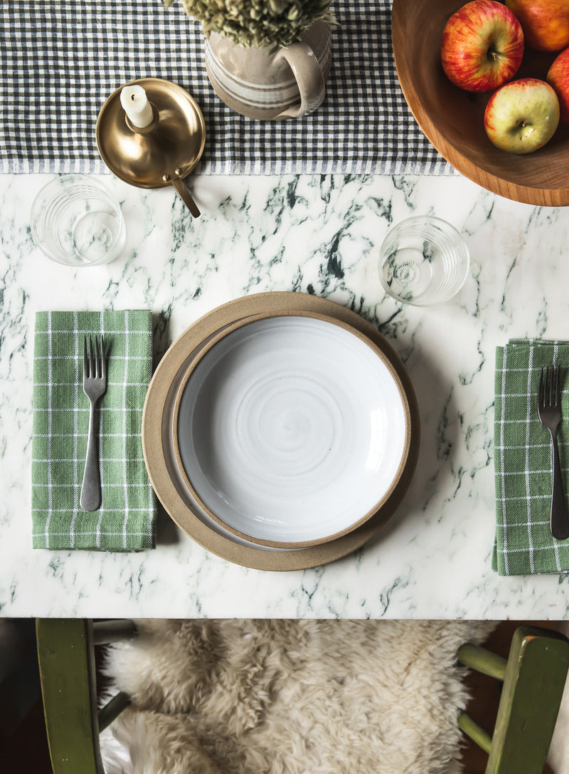 Farmhouse Pottery | Pantry Cotton Check Napkins, White + Navy