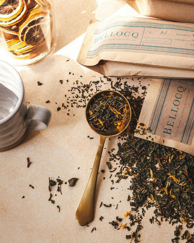 Farmhouse Pottery | Coffee Scoops - Artisan: A stylish Essex Coffee Scoop with a scalloped handle and brushed gold finish, designed for precise coffee or tea measurement.