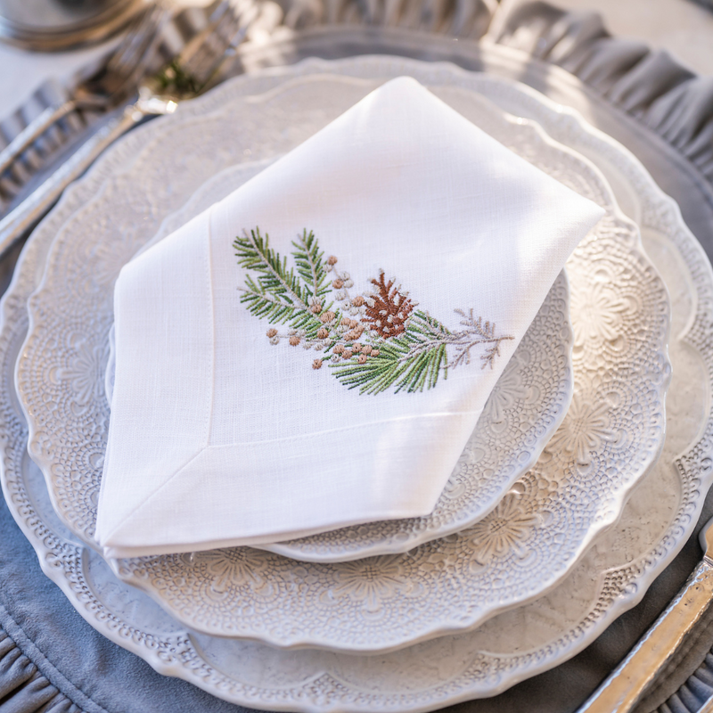 Arte Italica & Crown Linen Designs | Fall Sprig Large Napkin