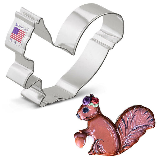 Ann Clark | Fall Cookie Cutters - Squirrel-3.5 with floral accents, designed for enhancing creative baking experiences with premium craftsmanship.