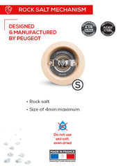 Peugeot | Paris Nature Collection Salt Mill, Nature: Features a lifetime-warrantied steel grinder for rock salt, adjustable grind, crafted from upcycled beech wood, made in France.