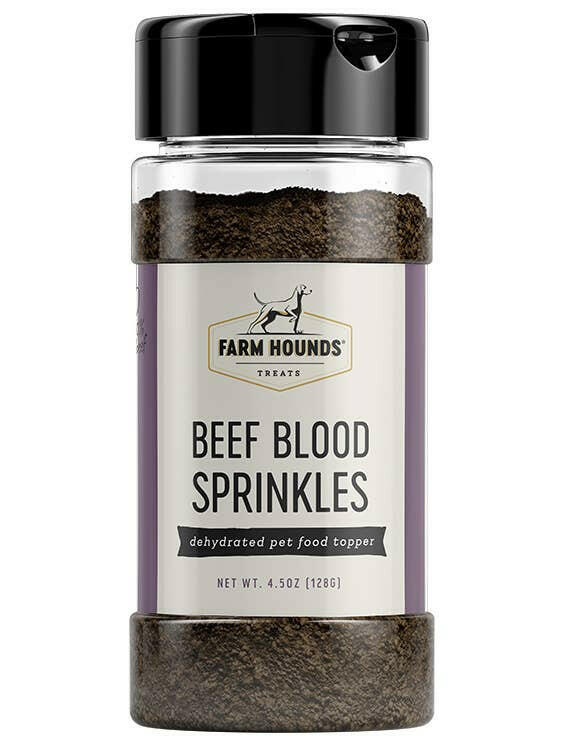 Farm Hounds | Food Toppers - Beef Blood, a sustainable, nutritious sprinkle made from leftovers, enhancing meals with essential vitamins and minerals. Ideal for picky eaters.