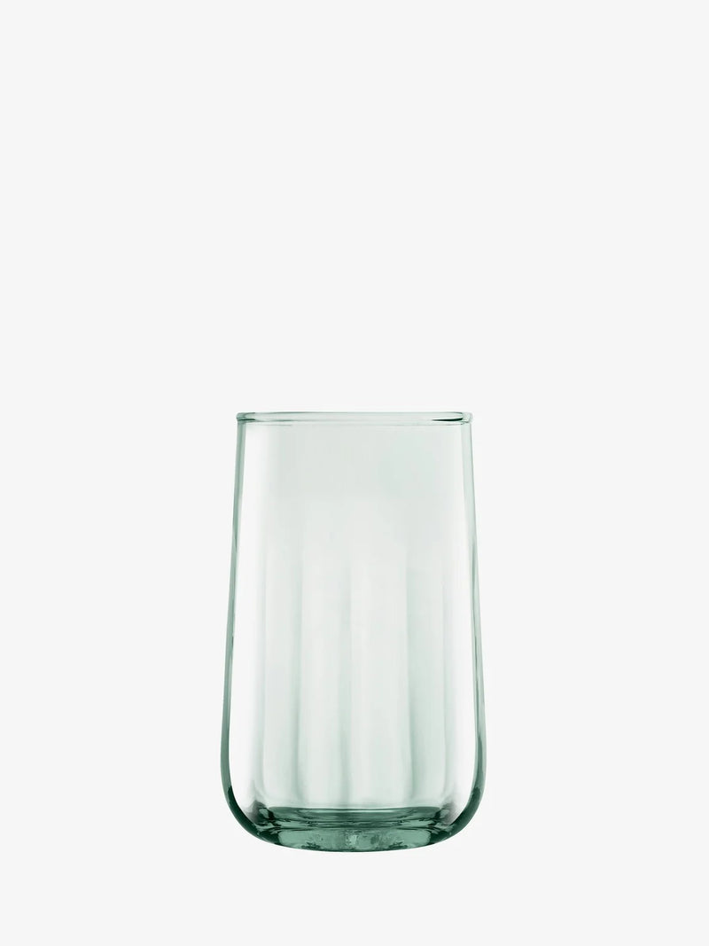 LSA International | Mia Glass Collection - Individual Wine Glass features a fluted texture and short stems, crafted from mouth-blown recycled glass, embodying elegance and sustainability.
