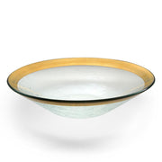 Annie Glass | Roman Antique Large Serving Bowl with clear textured glass and a 24k gold rim, perfect for versatile serving or gifting, ideal for Athens Cooks' curated kitchen collection.