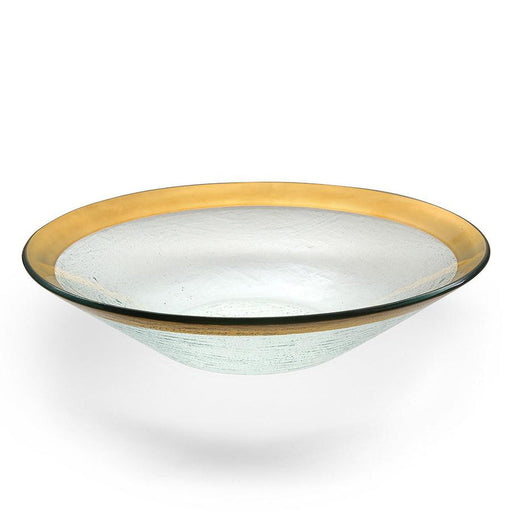 Annie Glass | Roman Antique Large Serving Bowl with clear textured glass and a 24k gold rim, perfect for versatile serving or gifting, ideal for Athens Cooks' curated kitchen collection.