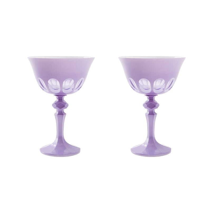 Sir|Madam Rialto Glass Coupe in Lupine, Set of 2, on white background