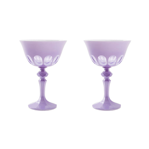 Sir|Madam Rialto Glass Coupe in Lupine, Set of 2, on white background