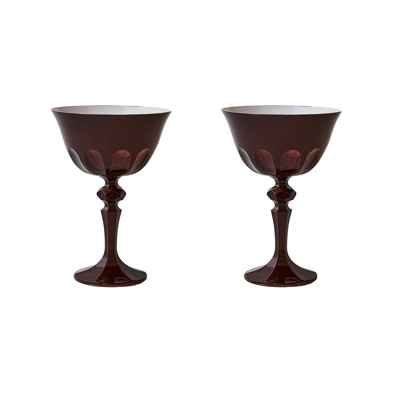 Sir|Madam Rialto Glass Coupe in Ox Blood, Set of 2, on white background