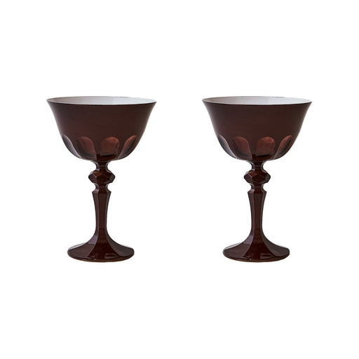 Sir|Madam Rialto Glass Coupe in Ox Blood, Set of 2, on white background